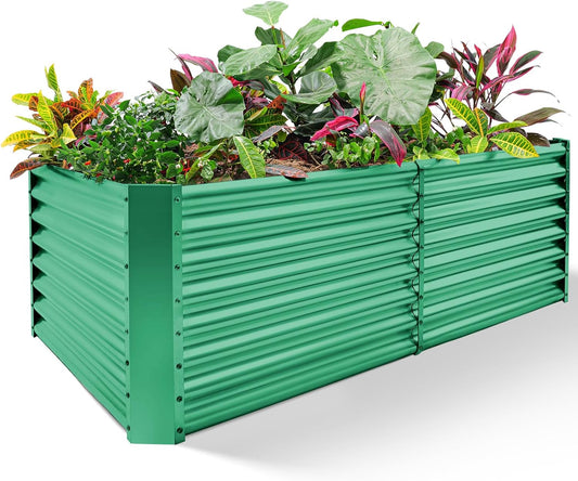 Land Guard 6×3×2 ft Galvanized Metal Raised Garden Bed, 2FT Deep Root Elevated Planter Box Steel