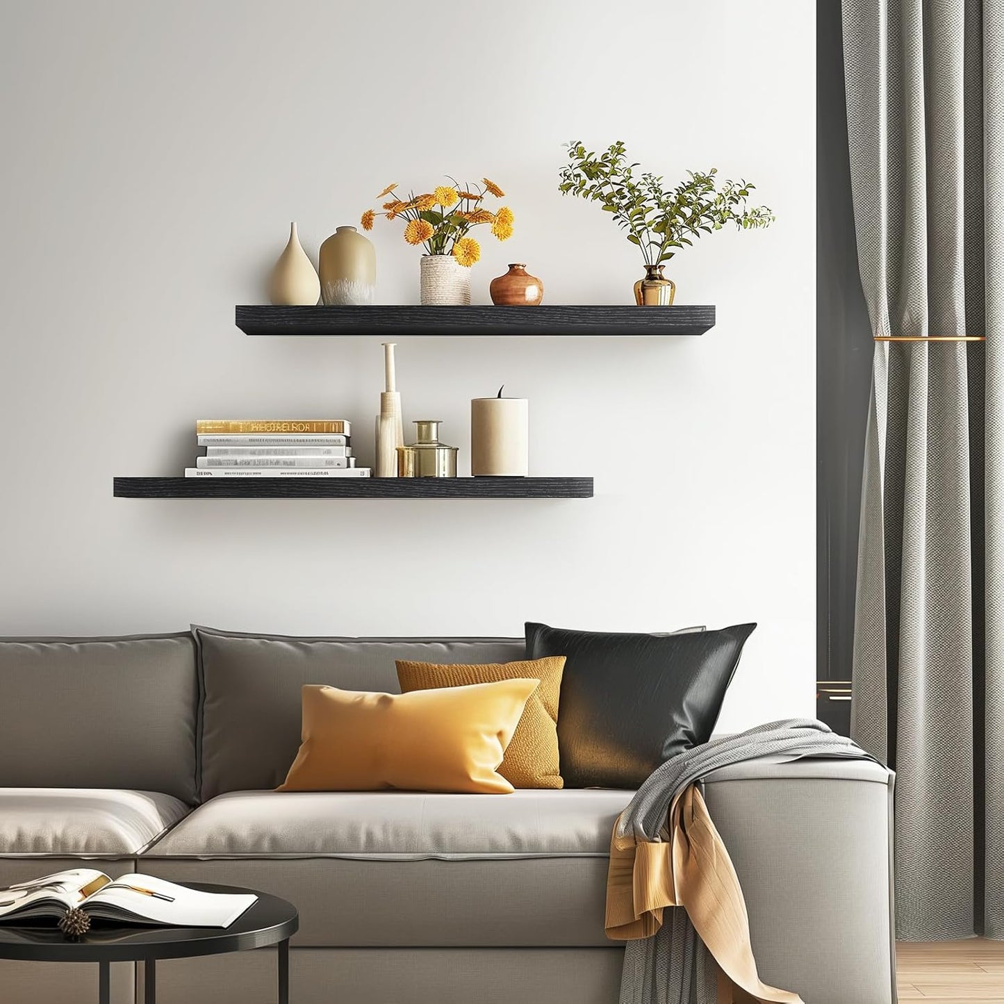 BAYKA Floating Shelves for Wall, 36 inches Long Wall Mounted Rustic Wood Shelves for Bathroom
