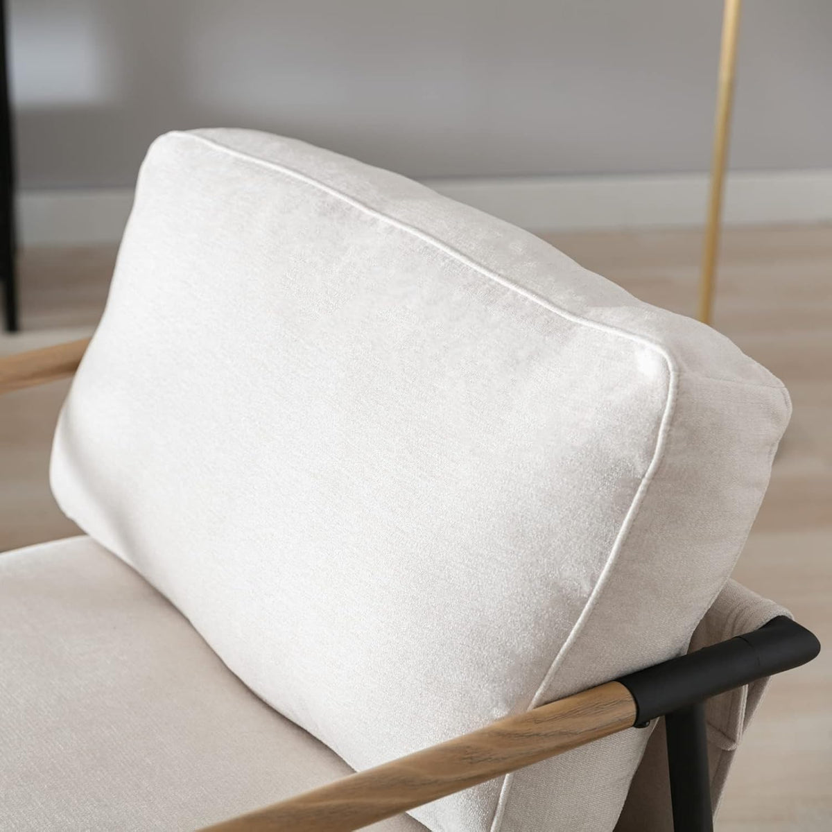 Mid-Century Accent Chair, Soft Armchair Chenille Fabric Lounge Chair with Black Metal Legs
