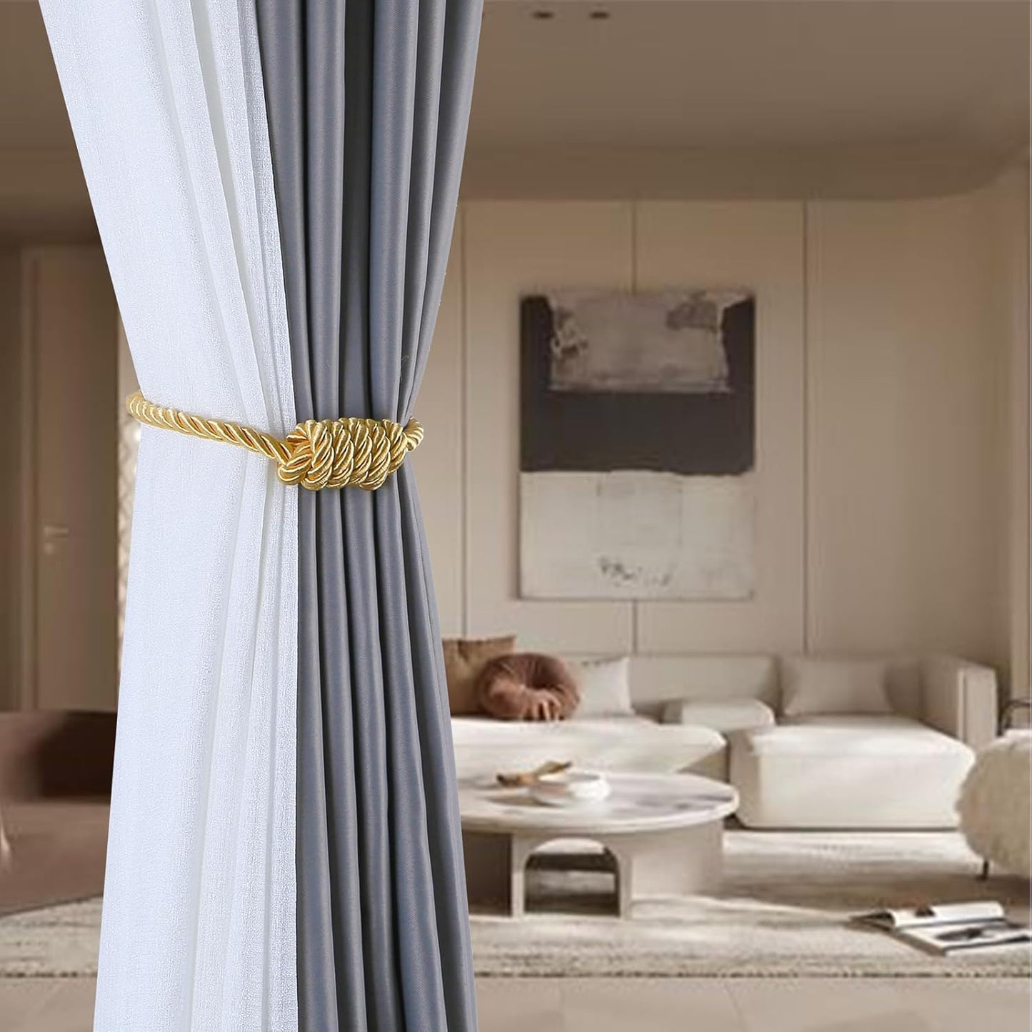Fenghuangwu 2Pack Magnetic Curtain Tiebacks – Bohemian Style Handmade Woven Tie-Backs for