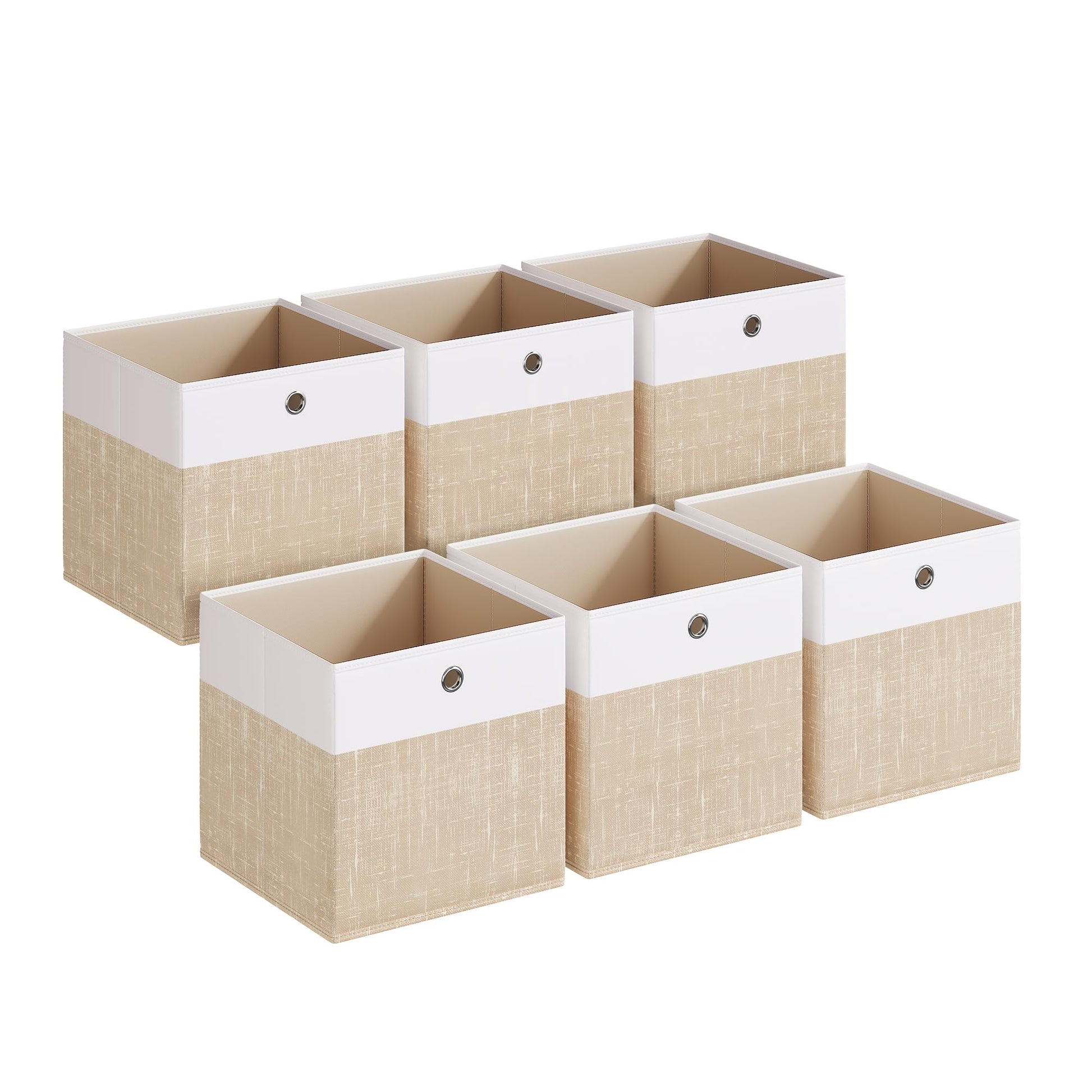 SONGMICS Storage Cubes, Set of 6 Foldable Fabric Storage Boxes, Cube Organizer Boxes with Handles