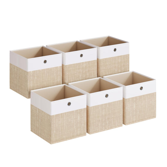 SONGMICS Storage Cubes, Set of 6 Foldable Fabric Storage Boxes, Cube Organizer Boxes with Handles