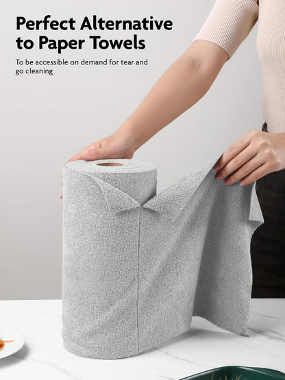 Fantasticlean Microfiber Cleaning Cloth Roll -40 Pack, Tear Away Microfiber Towels, 12" x 12"