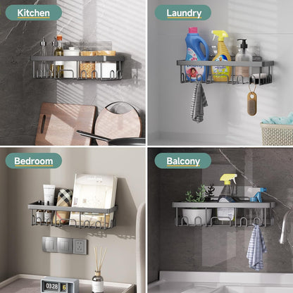 Veken 6-Pack Rustproof & Waterproof Shower Caddy, Adhesive Shelves Rack, Large Capacity Bathroom