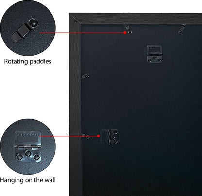 VCK 24x36 Solid Wood Poster Frames Black 3 Pack Picture Frame with Wall Mounting Hanging