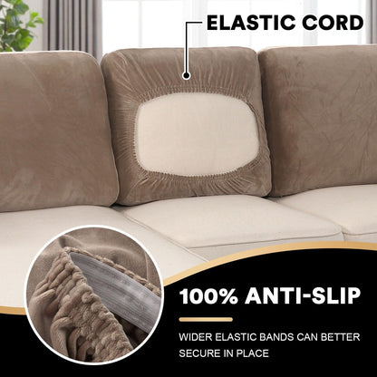 PrinceDeco Sectional Couch Covers Velvet Cushion Covers for Sectional Couch Washable Cushion Covers