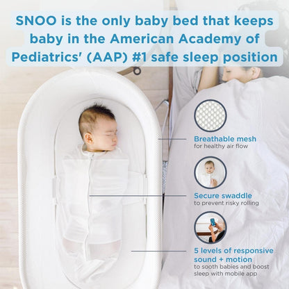 SNOO Smart Sleeper Baby Bassinet - Bedside Crib with Automatic Rocking Motions and Soothing White