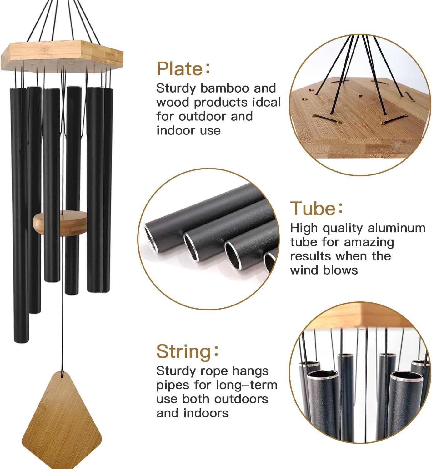 Wind Chimes Outdoor Deep Tone, 30 Inches Wind Chimes Outdoor, Memorial Wind Chimes with Hook as