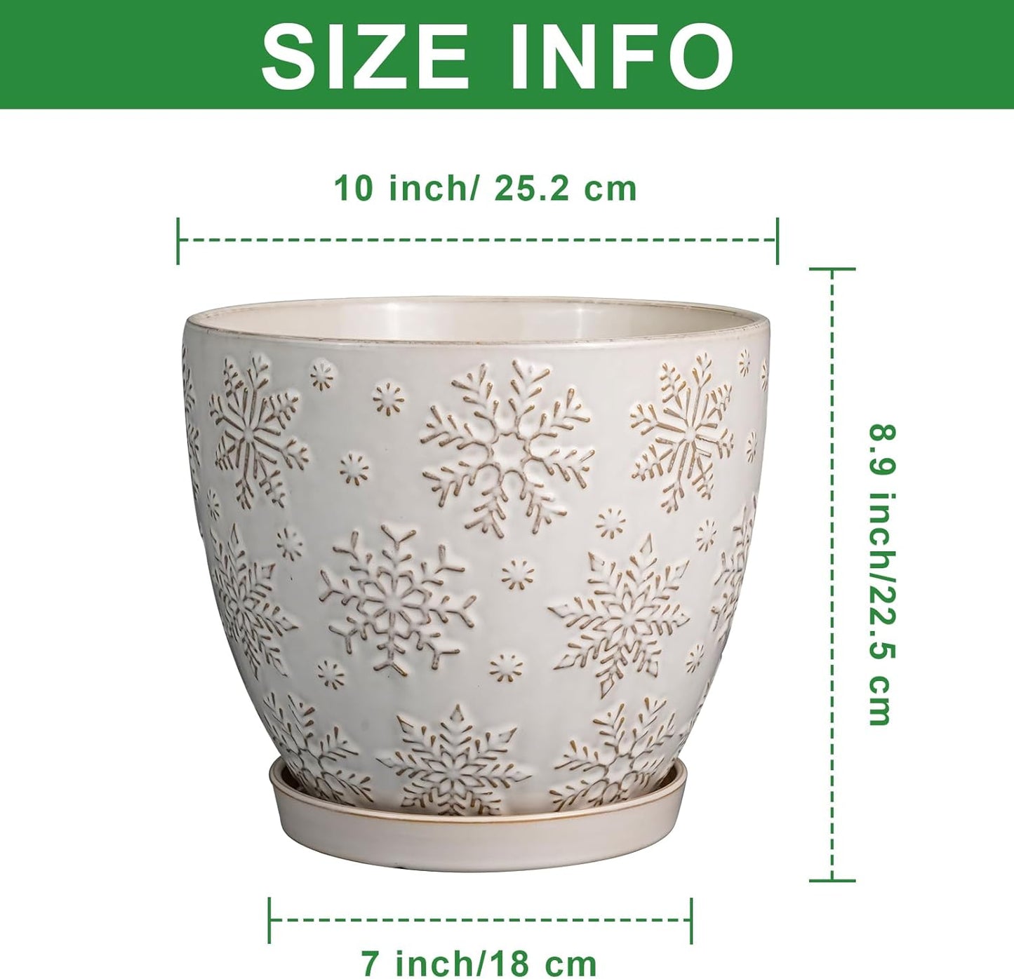 10 Inch Ceramic Planter Pot Large Plant Pot for Indoor Plants Outdoor Round Flower Pot with