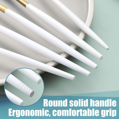 Matte White Gold Silverware Set for 6,Modern Stainless Steel Brushed Cutlery Set,30-Pieces Heavy