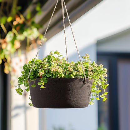 La Jolie Maison Large Hanging Planters - 12 Inch Outdoor Flower Pots, Hanging Garden Planters Set