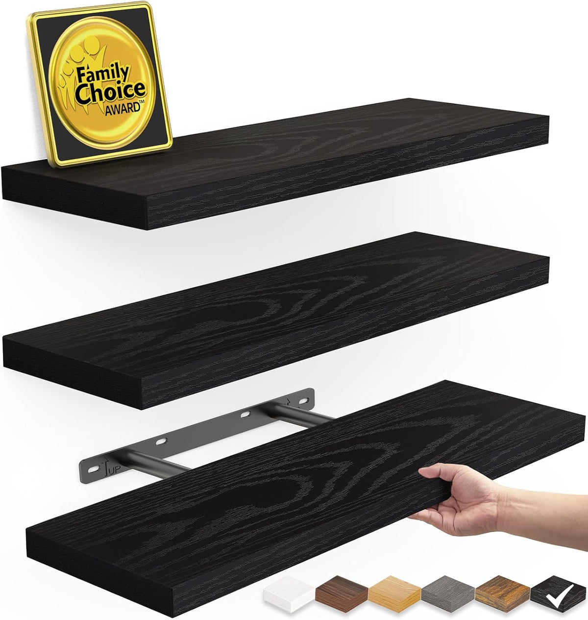 BAYKA Floating Shelves for Wall, Wall Mounted Rustic Wood Shelves for Bathroom, Bedroom, Living
