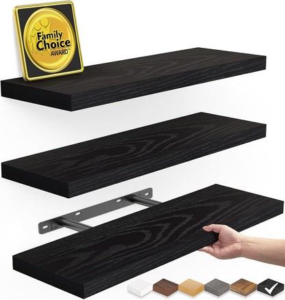 BAYKA Floating Shelves for Wall, Wall Mounted Rustic Wood Shelves for Bathroom, Bedroom, Living