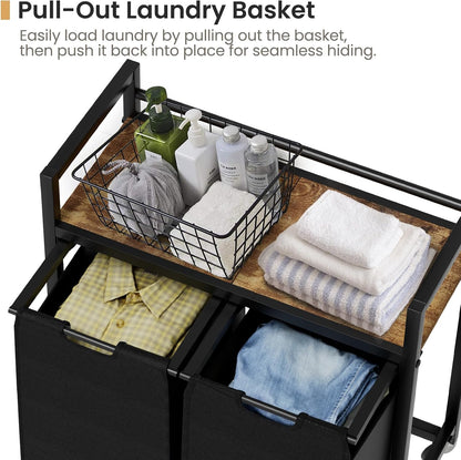 Laundry Hamper, Laundry Basket, Laundry Sorter with 2 Removable Bags, Clothes Basket with 2