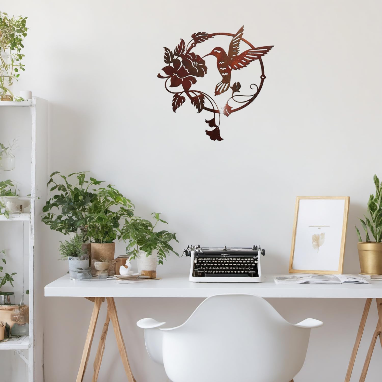 Zoihet Round Metal Bird Wall Art Decor - Hummingbird Wall Art Silhouette for your patio, garden