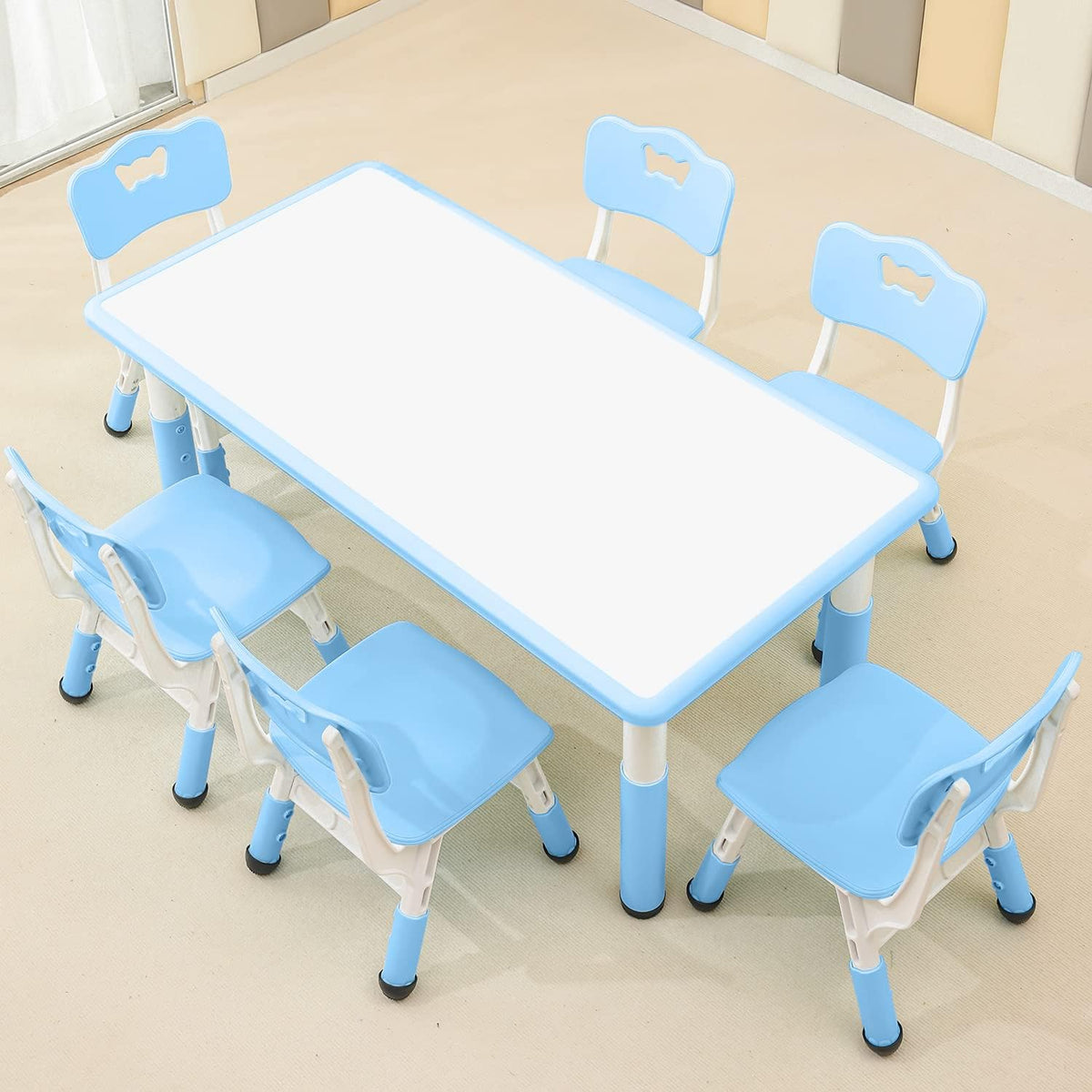 Children's Table and Chair Set Suitable for Boys and Girls Age 2-12 Height Adjustable Table top Can
