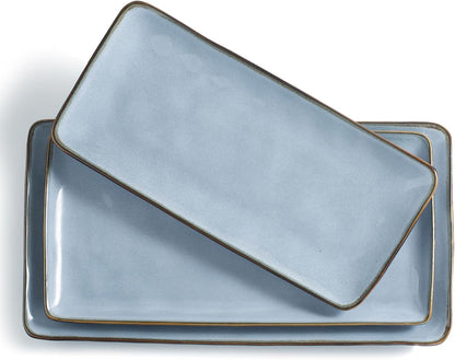 famiware Serving Platter, Rectangular 15.67/14.1/12.6inch Serving Dishes for Entertaining, Reactive
