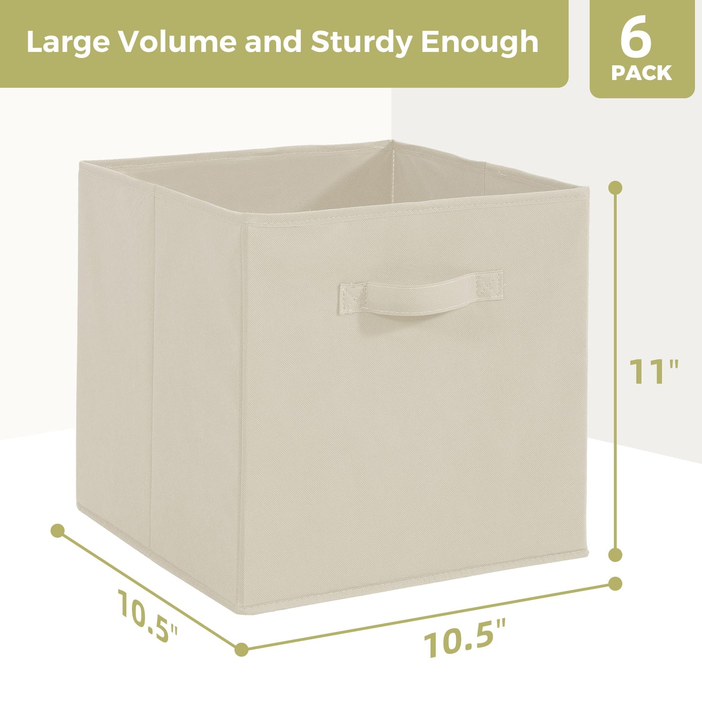 STORAGEIDEAS Storage Cubes, 11 Inch Cube Storage Bins, Set of 6, Fabric Foldable Storage Bins With