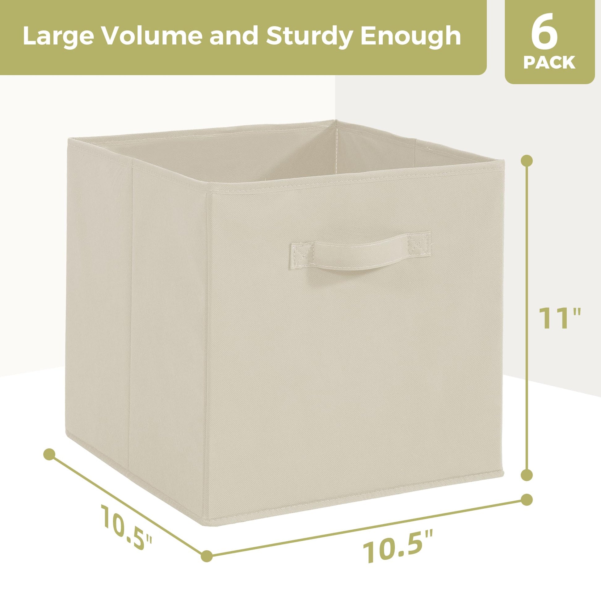 STORAGEIDEAS Storage Cubes, 11 Inch Cube Storage Bins, Set of 6, Fabric Foldable Storage Bins With
