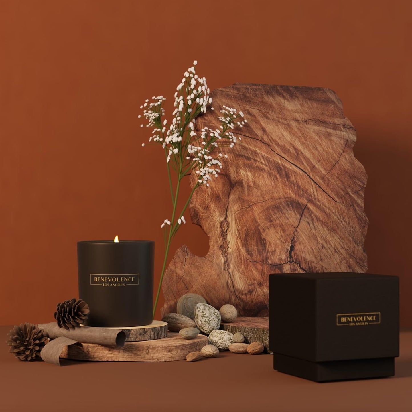 Benevolence LA Pine Scented Candle | Soy Candles, Black Candle for Home | Gifts for Women and Men |