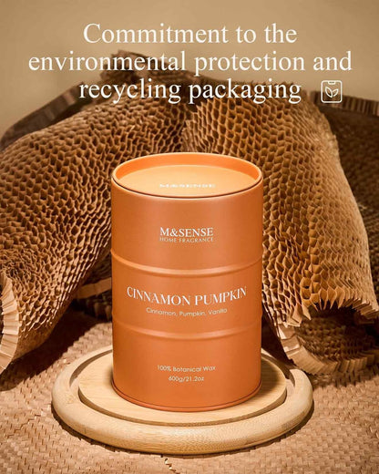M&SENSE Cinnamon Pumpkin Scented Candles Large, Natural Soy Candles 21.2oz 120 Hour Slow