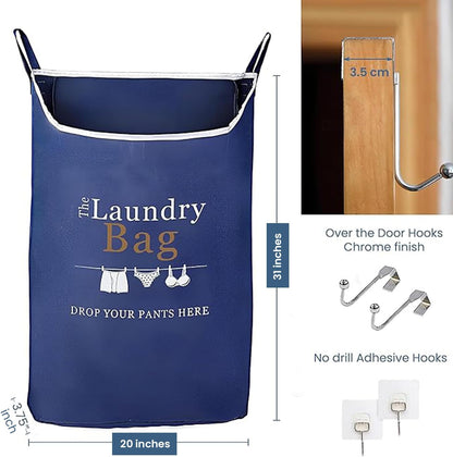 Fine Living Co. Large Hanging Laundry Hamper with Over Door Hooks & Adhesive, Durable Space Saving
