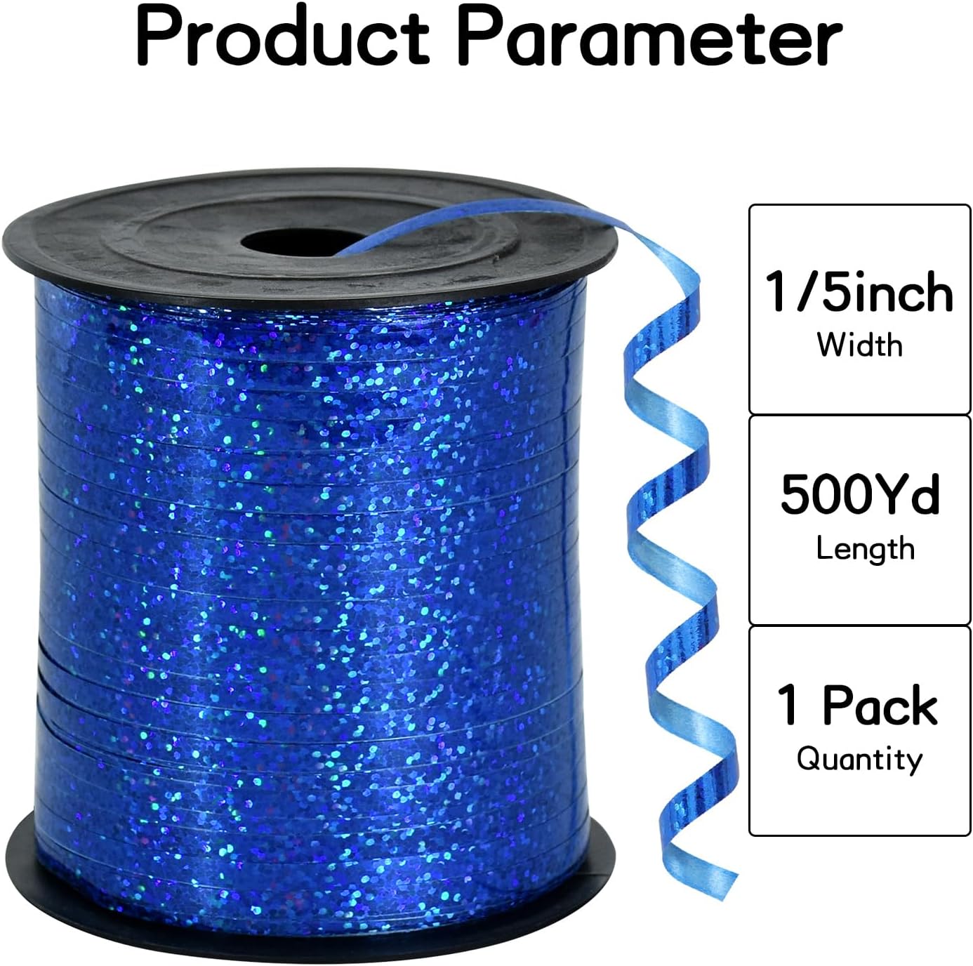BEISHIDA 500 Yards Blue Crimped Curling Ribbon Balloon String, Shiny Metallic Ribbon Roll for Gift