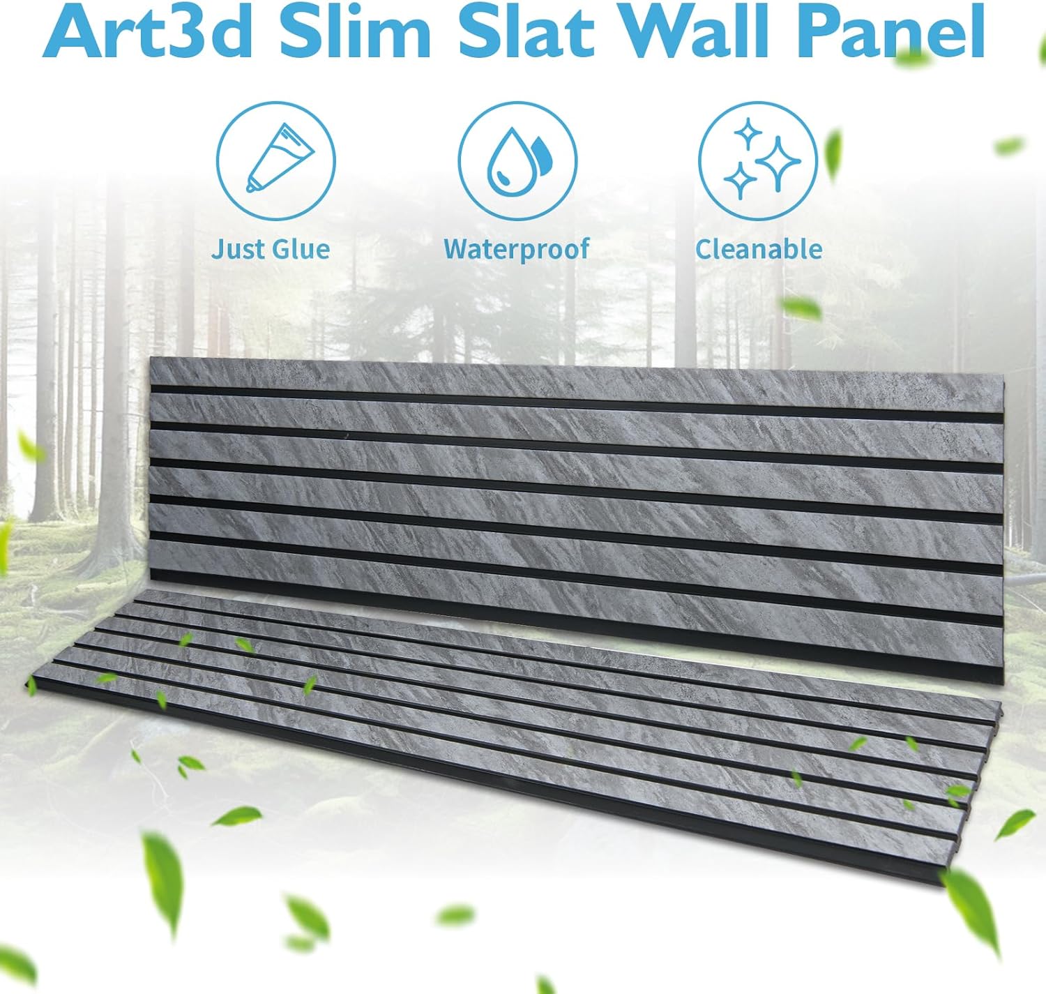 Art3d 4-Pack Glue-On Six-Grid Wainscoting Panel for Interior Wall Decor - 104 x 12 Inch Polystyrene