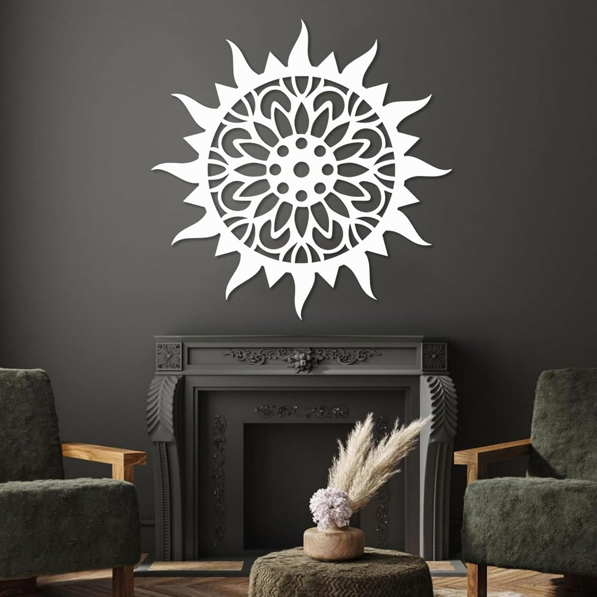 Sunburst Metal Wall Decor, Unique Sun Flower Design, Outdoor & Indoor Wall Art for Living Room