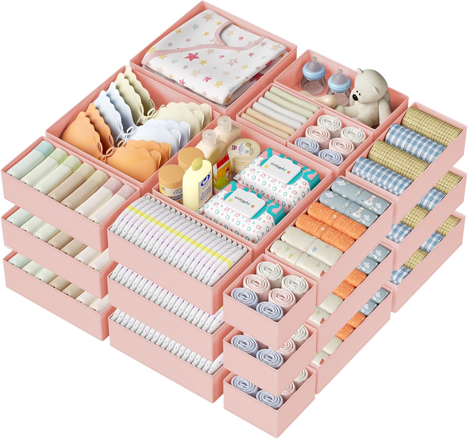 DIMJ Drawer Organizer Clothes 24Pack - Foldable Baby Organizers and Storage & Dresser Organizer for
