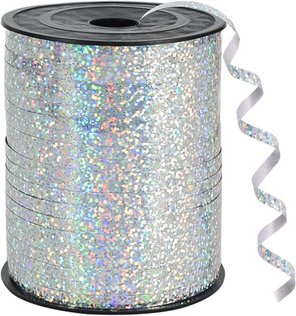 BEISHIDA 500 Yards Silver Ribbon Curling Crimped, Balloon String Shiny Metallic Roll for Gift