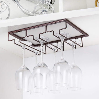 Wine Glass Rack - Under Cabinet Stemware Wine Glass Holder Glasses Storage Hanger 2 Pack Metal