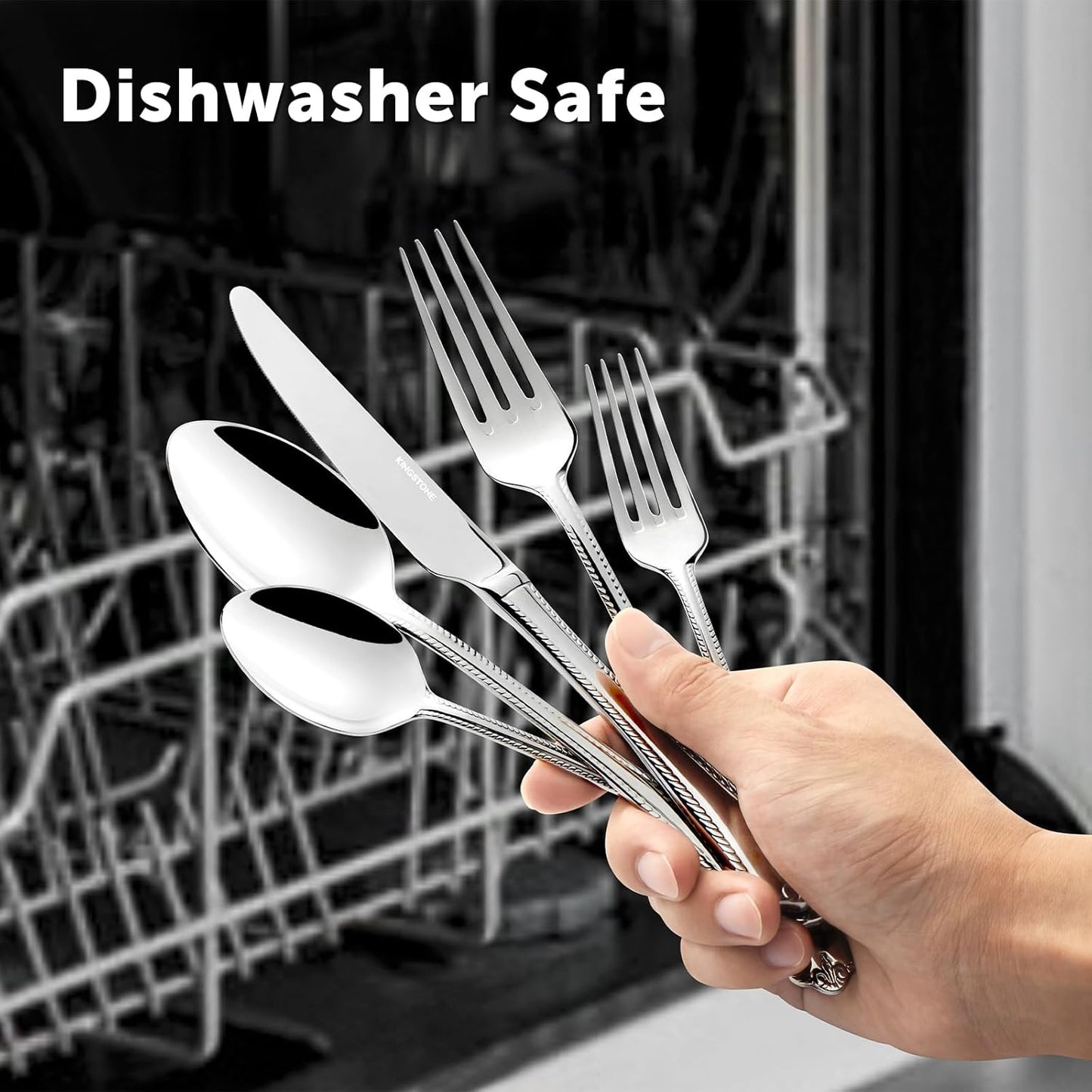 KINGSTONE Silverware Set, 30-piece 18/10 Stainless Steel Flatware Set Cutlery Set for 6, for
