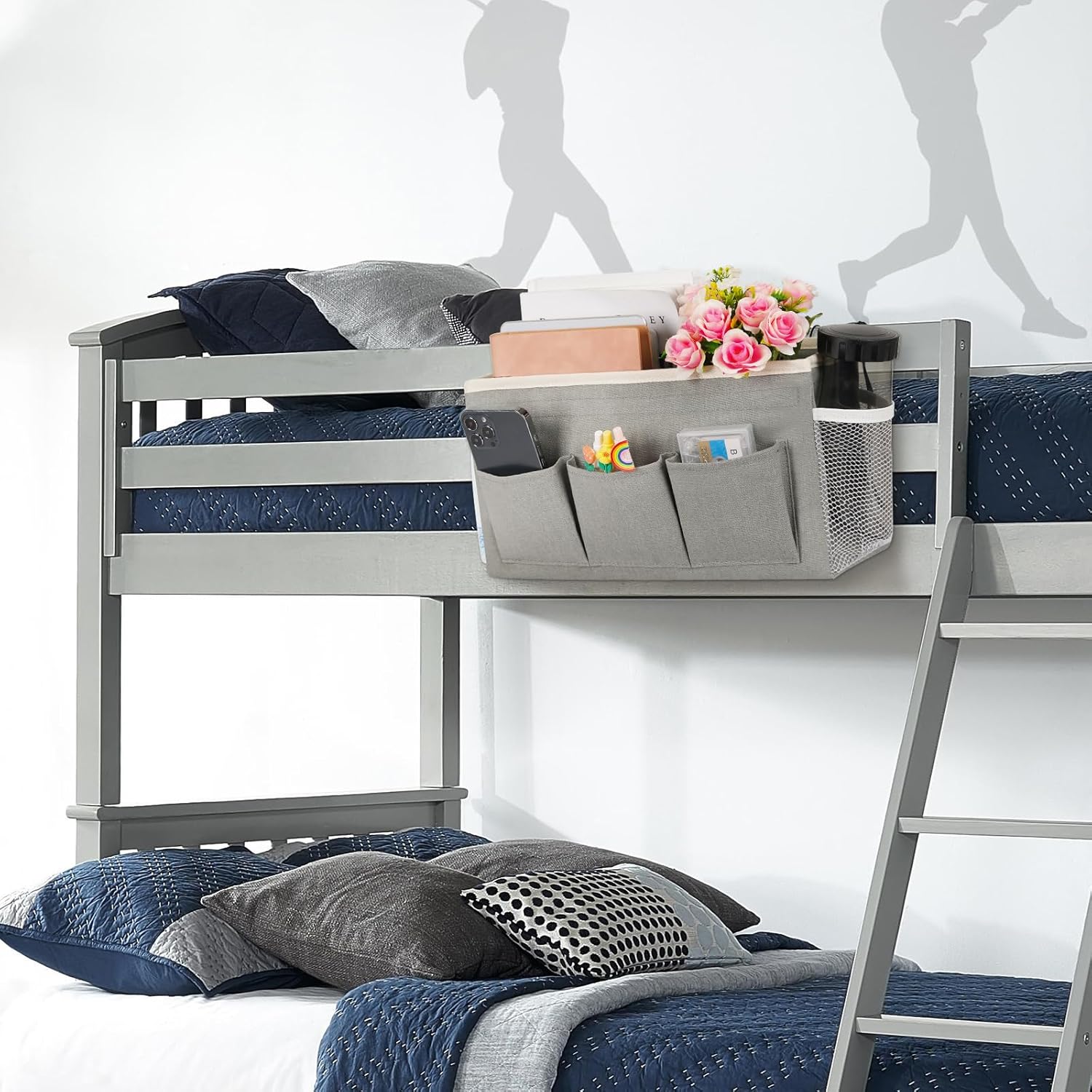 Bedside Storage Caddy/Bedside Hanging Storage Bag for Headboards Bunk Beds Dorm Rooms Book Phone