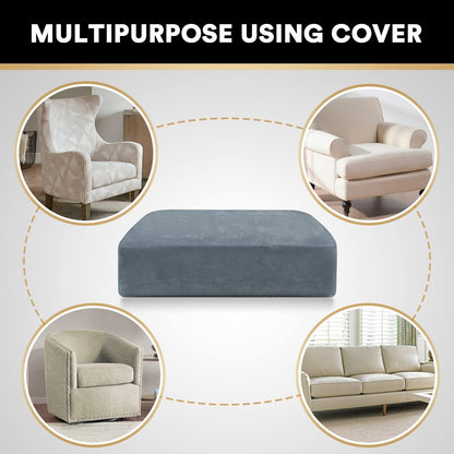 PrinceDeco Stretch Velvet Couch Cushion Cover,Soft Cushion Slipcover for Chair Cushion Fitted Sofa