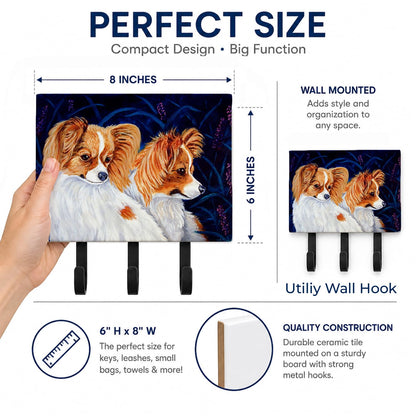 Caroline's Treasures 7241TH68 Papillon Leash or Key Holder, Wall Hooks, Key Hooks Holder, Coat Rack