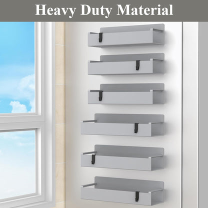6 Pack Magnetic Spice Rack Organizer for Refrigerator and Oven, Light Gray Fridge Organizers and
