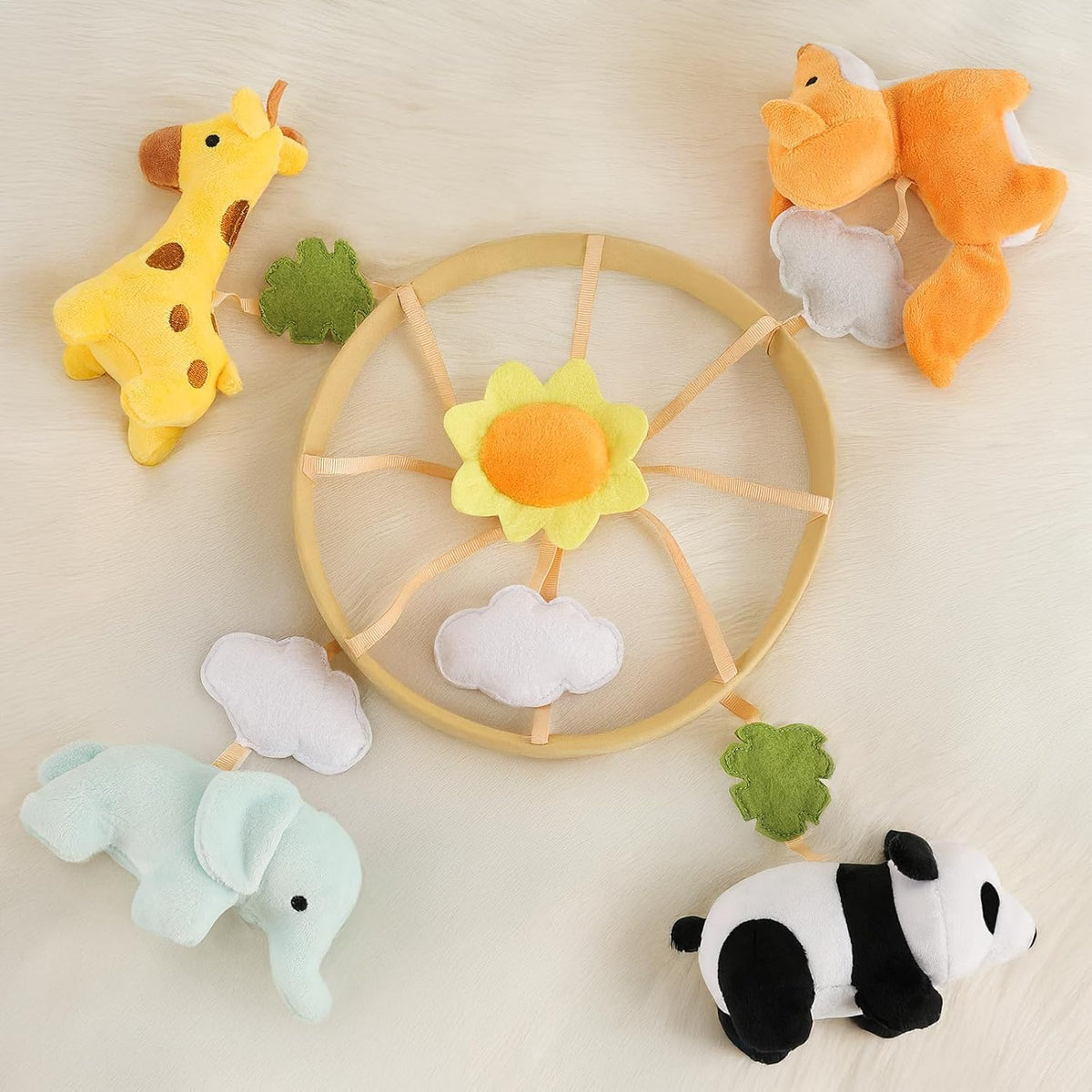 Animals Crib Mobile - Safari Baby Mobile for Crib with 12 Lullabies for Boys & Girls, Musical Baby