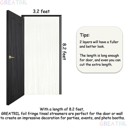 White Party Streamers Decoration - GREATRIL Foil Fringe Backdrop for Daisy Groovy