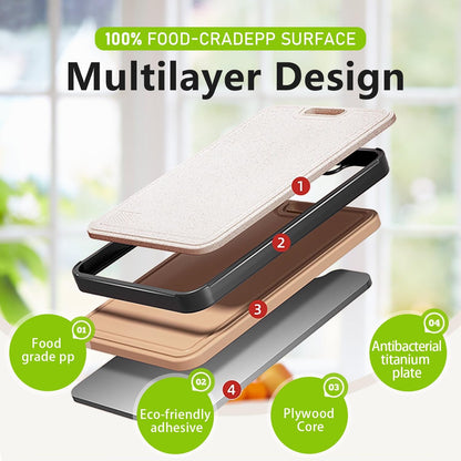 FIRE HIVE Pure Titanium & Platycodon Cutting Board - Double-Sided Large Kitchen Board, 16x11 Inch