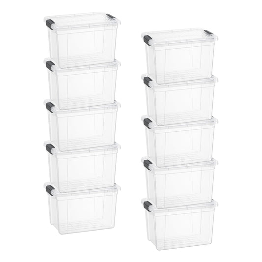Superio Clear Storage Box with Lid, 8.75 Quart Plastic Container Bins for Organizing, Stackable