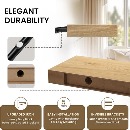 Square Floating Shelves for Wall, 8" W x 8" D x 1.2" H, Small Wooden Wall Mounted Display Shelves