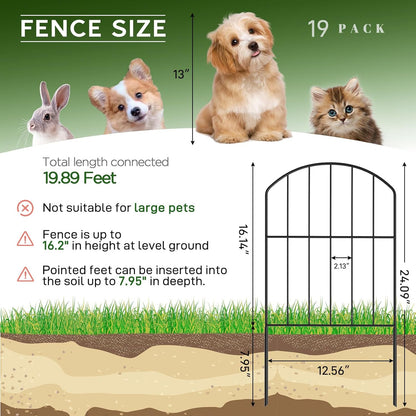 Goovilla Garden Fence, Total 20ft(L) x 24in(H) Garden Fencing Animal Barrier, 19 Pcs Rustproof