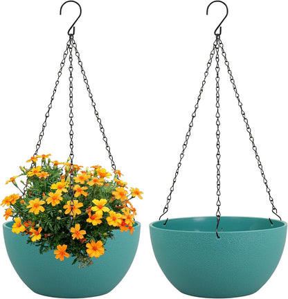 8 inch Small Hanging Planters Plant Pots for Indoor Outdoor Plants, 2 Pack Hanging Flower Pots with