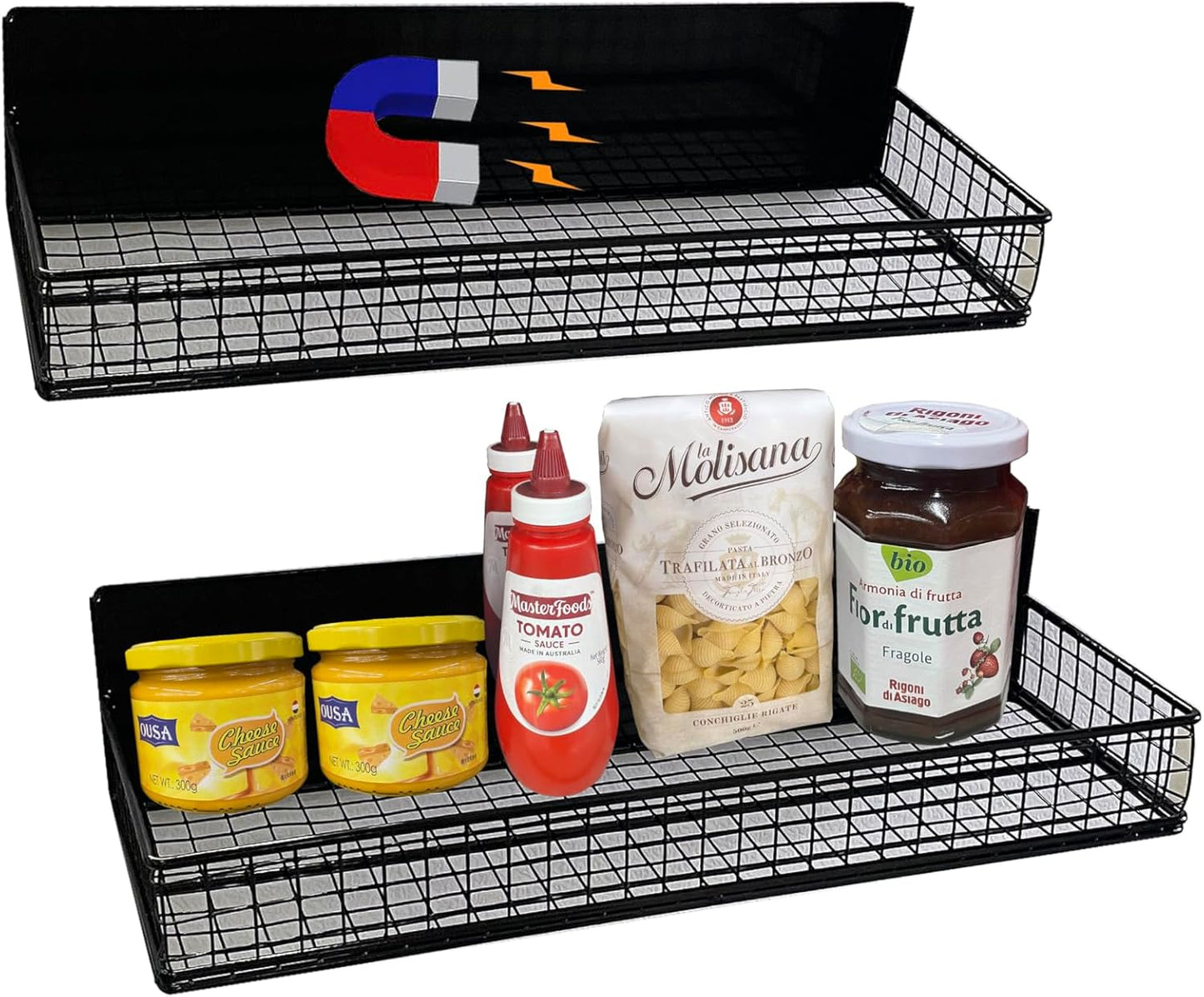 Bruda 2 Pack Large Magnetic Shelves Spice Rack Organizer for Washing Machine, Fridge, Refrigerator
