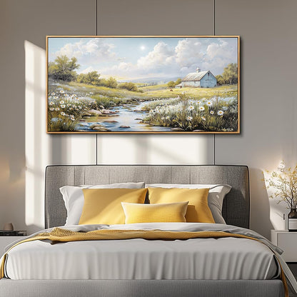 PHAOHUAXM Wood Framed Wall Art For Living Room Large Canvas Wall Decor For Bedroom Flower