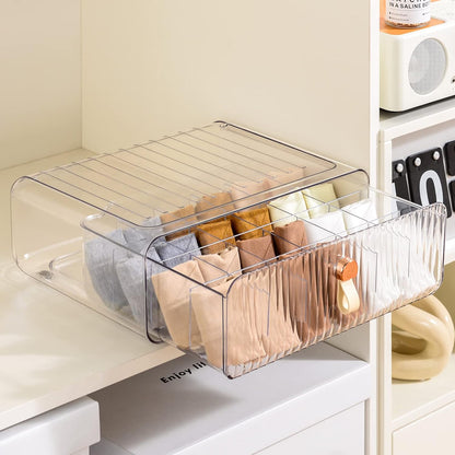 Underwear Organizer for Closet, Acrylic Socks Bra Underwear Drawer Organizer with Dividers, 24 Cell