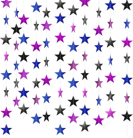 Patelai Glitter Star Garland Banner Decor 130 Feet Star Hanging Bunting Banner Twinkle Backdrop for