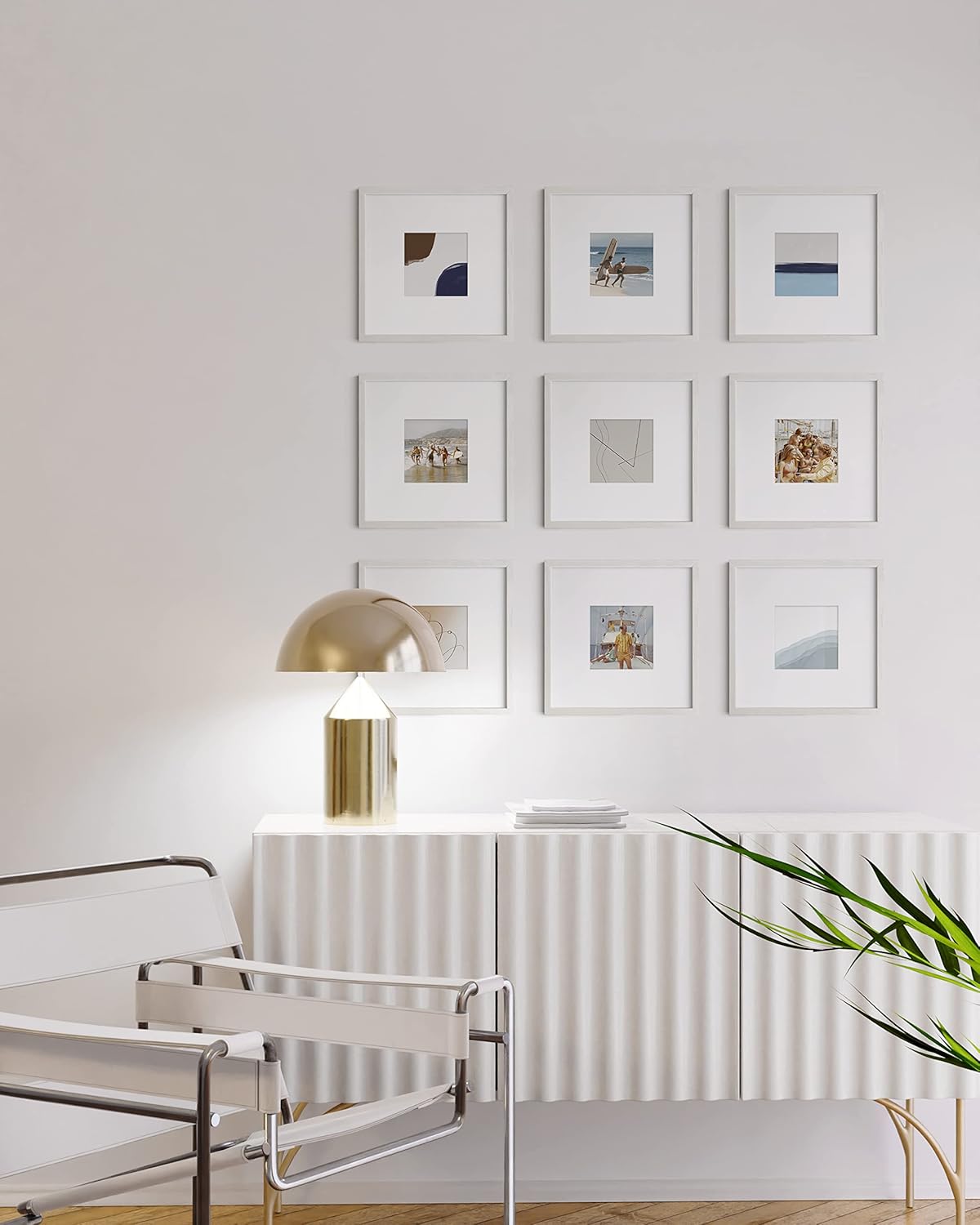 HAUS AND HUES Solid Oak Wood 10”x10” Picture Frames Matted to 5”x5” Set of 9-10 x 10 Gallery White