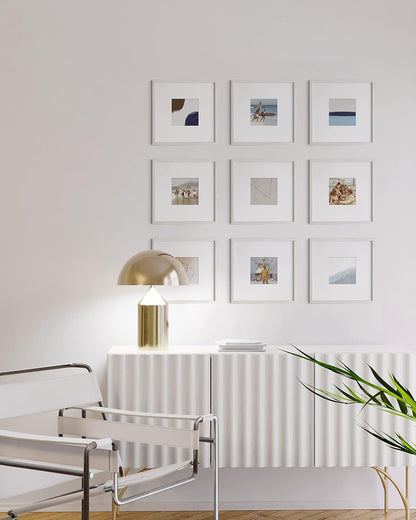HAUS AND HUES Solid Oak Wood 10”x10” Picture Frames Matted to 5”x5” Set of 9-10 x 10 Gallery White
